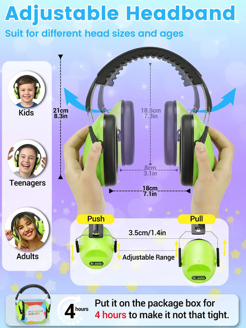 Premium Noise Reducing Earmuffs for Kids and Adults Adjustable EM100 Hearing Protection with Soft Memory Foam Padding Breathable PU Leather, 27.4 SNR, Great for Monster Jam, Concerts, Fireworks and Autism Sensory Needs