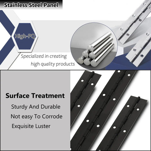 No Nonsense 12 Pack Piano Hinges Built Like A Tank With Rust Proof 304 Stainless Steel For Heavy Duty 12 Inch By 1.2 Inch Continuous Cabinet And Woodworking Projects displayed with stainless steel panels.