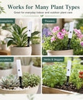 Easy Soil Moisture Meter For Indoor And Outdoor Plants, 3 Color Light Indicator, One Button Soil Tester Probe For Houseplants, Succulents, Garden, Potted Plants, Quick Read For A Healthy Green Thumb shown in houseplants, flowers, succulents, and herbs