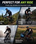 Cyclists using Ride Ready Waterproof Bike Handlebar Bag For Trek Allant Plus 8 Allant 7.4 And Alpha 2.3 in varied terrains