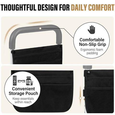 Heavy Duty Bed Rail For Seniors With Non Slip Foam Grip And Safety Strap ASTM Certified Bedside Guardrail Tool Free Install