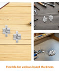 Concealed 43mm Zinc Alloy Hinges Set for Jewelry Boxes and Cabinets Four Piece Cross Folding Hidden Hinges with tools