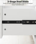 3-Stage steel slides for Modern 36 Inch Bathroom Vanity With Integrated Sink And Effortless Soft Close Drawers White Engineered Wood Cabinet.