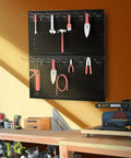 22 Piece Metal Wall Pegboard Tool Organizer System For Garage And Workshop Storage Modular Pegboard Panels In Black