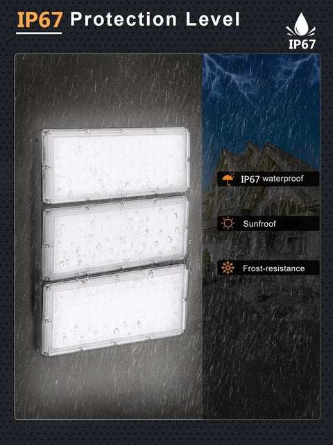 20 Pack Heavy Duty 300W Led Flood Lights Outdoor IP67 rated waterproof with sunroof and frost-resistance features.