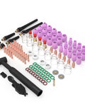 123 Piece TIG Welding Torch Kit With Alumina Nozzles Collets Stubby Gas Lens Heatproof Glass Cup And Consumables For WP17 WP18 WP26
