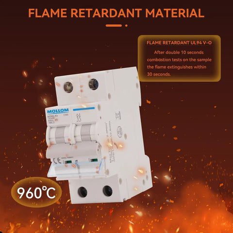 2 Pole Miniature Circuit Breaker 20A C20 6KA Breaking Capacity 110-240V AC Thermal Magnetic Trip Heavy Duty For Solar Systems Home Electrical Panels And RV Setups with fire resistance properties