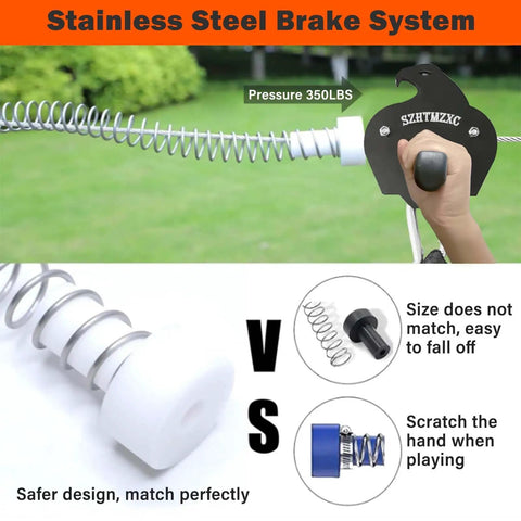 Heavy Duty Stainless Zipline Brake Stopper For 500 Lb Stops Universal Fit Braking System For 3/16 1/4 5/16 And 3/8 Inch Cables