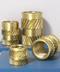 40 Pack One Quarter Inch Brass Heat Set Threaded Inserts With UNC Knurled Nuts For One Quarter Twenty Threads, 8x8mm Length