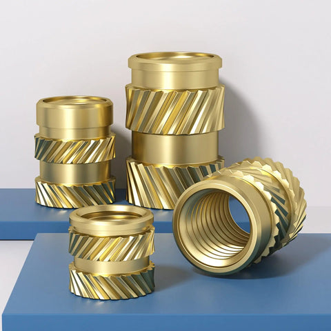 40 Pack One Quarter Inch Brass Heat Set Threaded Inserts With UNC Knurled Nuts For One Quarter Twenty Threads, 8x8mm Length