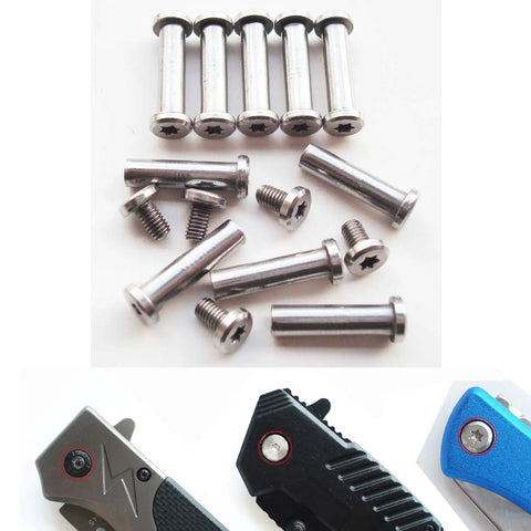 Pocket Knife Pivot Pin Rivets Pack of 10 Stainless Steel Corby Rivets with screws for DIY knife handles and folding knives.