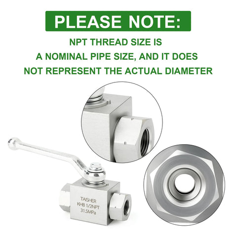 TAISHER 1/2'' NPT hydraulic ball valve, carbon steel, lever-operated, 2-way shut-off