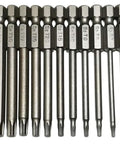 Security Torx Bit Set 11 Pieces With One Quarter Inch Hex Shank T6 T7 T8 T9 T10 T15 T20 T25 T27 T30 T40 3 Inch Length S2 Steel