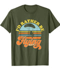 I'd Rather Be Flying T Shirt For Men Olive Green XL Lightweight Classic Fit Tee with paragliding graphic for enthusiasts