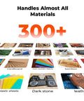 ACMER S1 laser engraver front view banner showing 300+ materials (wood, plastic, metal)