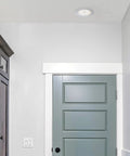 5 Inch And 6 Inch Retrofit LED PIR Motion Sensor Downlight, Super Bright 1300 Lumens, 14W, 5 CCT Color Temperatures, Indoor Outdoor Use, Motion Auto On For 30 Seconds After Detection, High CRI 80, Energy Efficient Lighting installed in a hallway ceiling