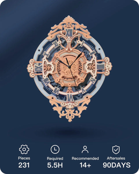 Dope 3D Wooden Clock Puzzle Kit For Adults And Teens DIY Wall Clock With Quartz Movement And Low Noise Pendulum Swing Real Wood Model Kit For Vintage Style Room Decor For Men And Women Home Office, front view