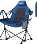 Heavy Duty 400 Lb Hammock Camping Chair With Adjustable Recline And Headrest Pillow Portable Foldable Swing Chair Blue