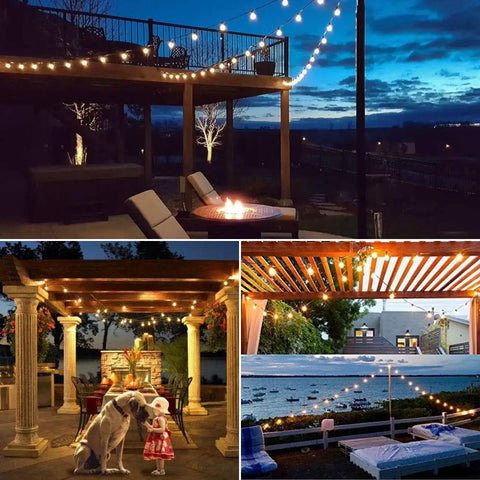 Outdoor String Lights 27 Clear G40 Bulbs On 25 Foot Black Wire Weatherproof Connectable Lighting For Patio Garden Balcony