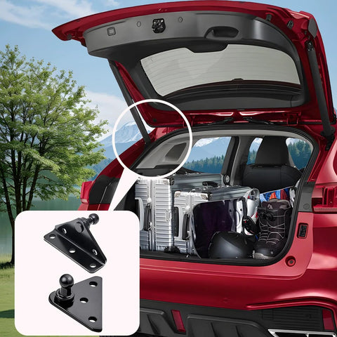 10Mm Ball Stud Mounting Bracket Kit 4 Flat Type Mounts With 16 Screws Beefy Iron Construction installed in SUV trunk