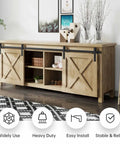 Modern cabinet with Six Foot Double Barn Door Track Kit For Smooth Quiet Sliding Cabinets 72 Inch Rail installed.
