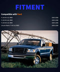 Front Abs Speed Sensor Pair Compatible With Ford F 150 2005 Through 2008 4 2L 4 6L 5 4L truck in a field with machinery.