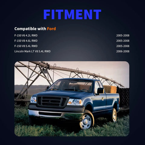 Front Abs Speed Sensor Pair Compatible With Ford F 150 2005 Through 2008 4 2L 4 6L 5 4L truck in a field with machinery.