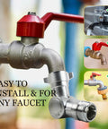 Beefy Brass Hose Swivel Connector With 360 Rotation Three Quarter Inch Garden Hose Adapter Rust-Proof Water Fitting For RV Faucets And Sprayers 180 Degrees Plus Full Spin Includes Two Extra Washers on faucet