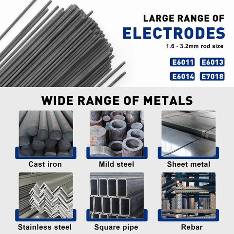 Wide range of electrodes for MMA Arc Welder 110/220V With Lift TIG Option, 200A Stick Welder With IGBT Inverter