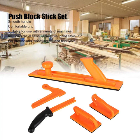 Push Block Stick Set For Woodworking Tools 5 Piece ABS Safety Kit For Table Saw Use in woodworking shop setting