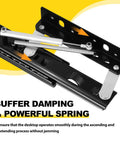 Close-up of the buffer damping mechanism on the Straight Up Heavy Duty Countertop Extension Slide Rail for Kitchen Counters and Island Extensions.