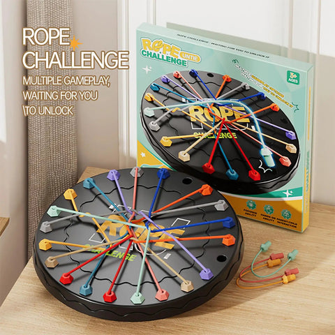 Box and board of Rope Untangling Puzzle Game For Kids And Adults, Educational Strategy Board Game For Family Travel And Party Fun