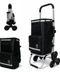 Foldable Stair Climbing Shopping Cart With Wheels For Groceries And Laundry, black insulated bag and lightweight frame.