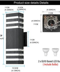 Dimensions of 15 Inch LED Up And Down Outdoor Wall Light With Aluminum Housing 18W 4000K IP65, includes 2 GU10 bulbs