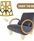 4 Pack Iron Furniture Legs for Cabinets and Tables Easy Install Steel Feet with Rust Resistant Finish Heavy Duty Support for Coffee Tables Dressers Desks Cabinets Wardrobes and More, golden finish shown with chair leg application