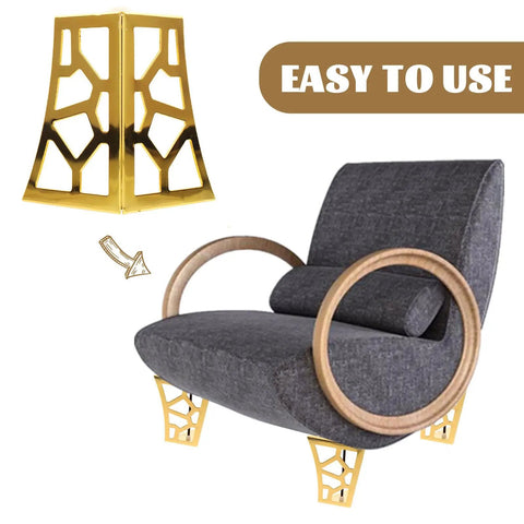 4 Pack Iron Furniture Legs With Hollow Out Design Lightweight Metal Table Feet Replacement attached to chair