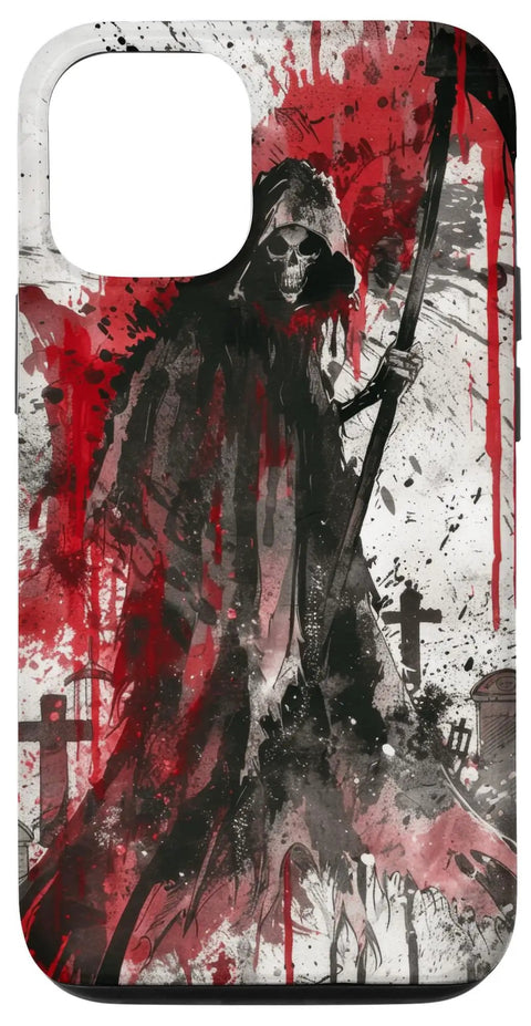 Gothic Grim Reaper Scythe Themed iPhone 12 and 12 Pro Case, drop proof, dual layer polycarbonate and TPU, made in the USA