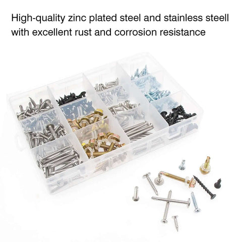 All Purpose Self Drilling And Self Tapping Screws Kit For Drywall Metal And Wood Zinc Plated Assortment in storage case
