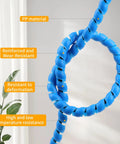 Blue Must-Have Spiral Cable Wrap 16.4 Ft Durable PP Spiral Cable Protector coiled showing material properties and features.