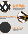 Features of Heavy Duty Hydraulic Scissor Lift Table Cart 330 Lb, showing thickened scissor, enhanced cylinder, and non-slip pad.