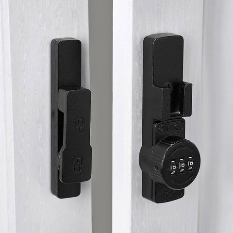 Matte Black 180 Degree Barn Door Lock With 3 Digit Keyless Password Latch Flip Lock for Privacy on Barn Doors Cabinets Windows Garden