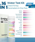 Drinking Water Test Strips Kit 125 Count 16 In 1 Quick Screening For Hardness pH Iron Nitrite Copper Chlorine Lead Carbonate Alkalinity