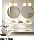 Double vanity with Dope Gold Bathroom Vanity Light Fixture With Frosted Glass Shade Two Light Over Mirror Vanity Lighting Brass Wall Lamps