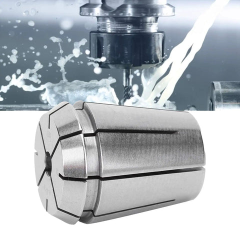 Legit Heavy Duty CNC Milling Tool Chuck Featuring 6.3mm Precision Collet And Automatic Release Quick Change Socket, close-up of steel collet.
