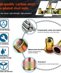 180 Piece Metric Rivet Nut Kit With Zinc Plated Carbon Steel Rivnut Inserts M3 M4 M5 M6 M8 features and details