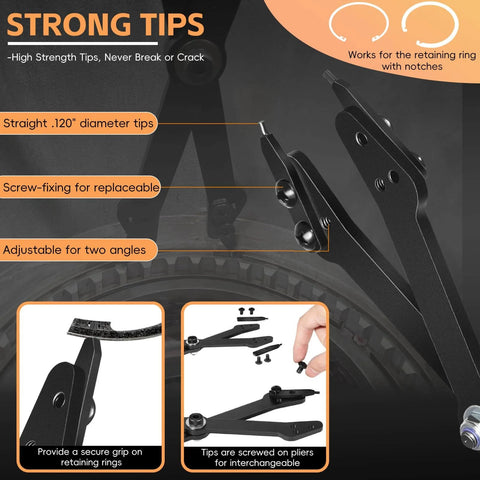Internal Retaining Ring Pliers For GM Transmissions, Large Snap Ring Pliers With Straight Tips, adjustable and replaceable tips