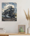 Steam Locomotive Train Poster Canvas Wall Art For Living Room And Bedroom, Cotton And Linen Hanging Picture, Modern Framed Decor