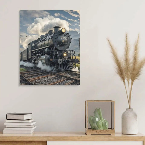 Steam Locomotive Train Poster Canvas Wall Art For Living Room And Bedroom, Cotton And Linen Hanging Picture, Modern Framed Decor