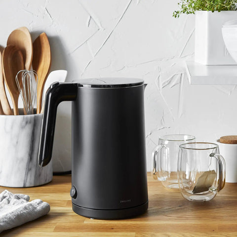 Enfinigy Cool Touch 1 Liter Electric Kettle Cordless Tea Kettle For Hot Water Black Compact On Kitchen Counter