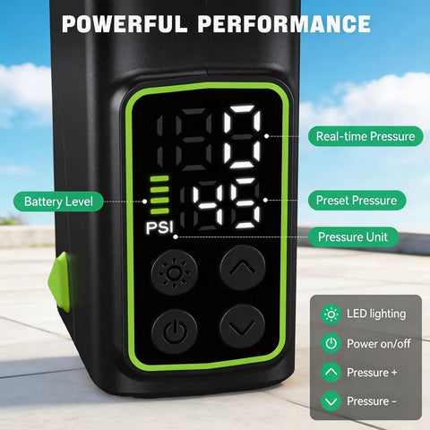 Cordless Rechargeable Air Pump With Gauge And Brushless Motor, 150 PSI Fast Inflation, Your Go-To Portable Mini Tire Inflator For Presta And Schrader Valves, Works With Road And Mountain Bikes, Motorcycles And Balls